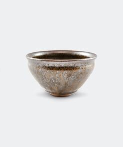 稀有茶碗 鐵釉櫻木灰束口茶碗
