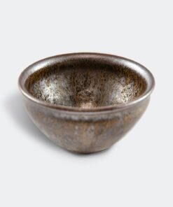 稀有茶碗 鐵釉櫻木灰束口茶碗