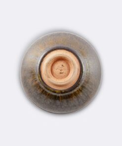 稀有茶碗 鐵釉櫻木灰束口茶碗