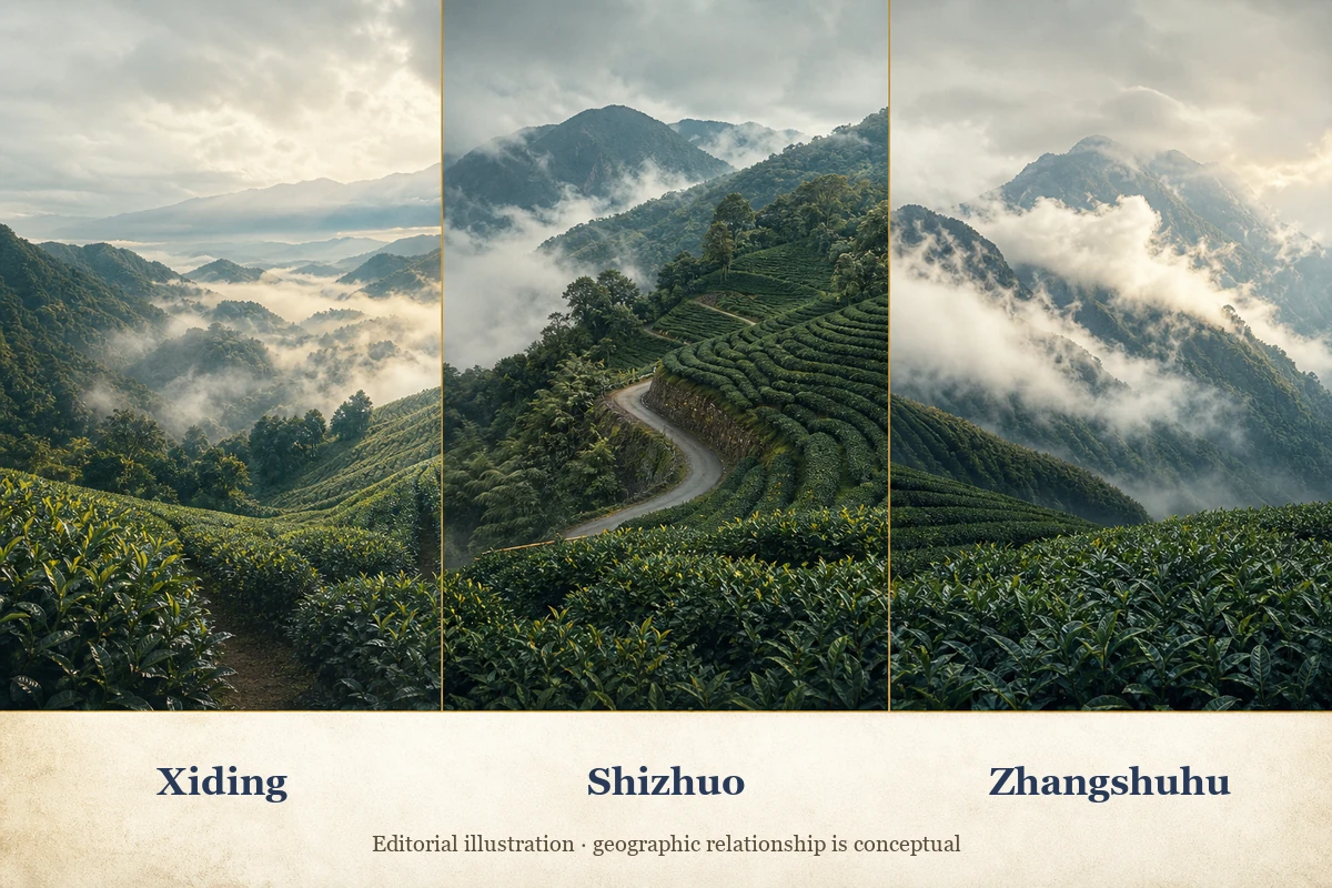 Alishan tea regions and three tea communities illustrated