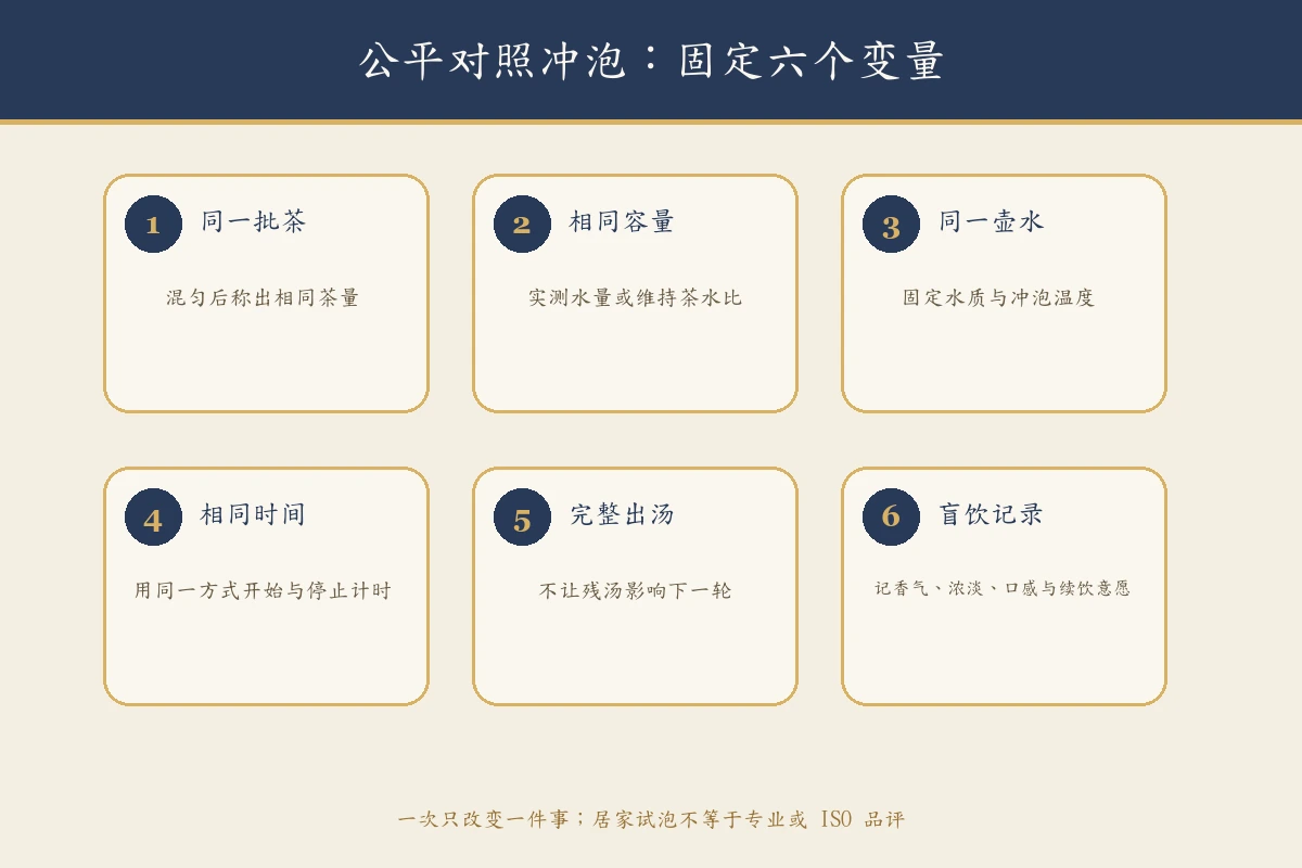 盖碗茶壶比较的六步骤公平对照冲泡法