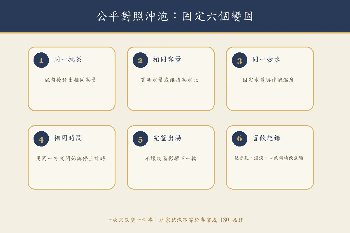 蓋碗茶壺比較的六步驟公平對照沖泡法