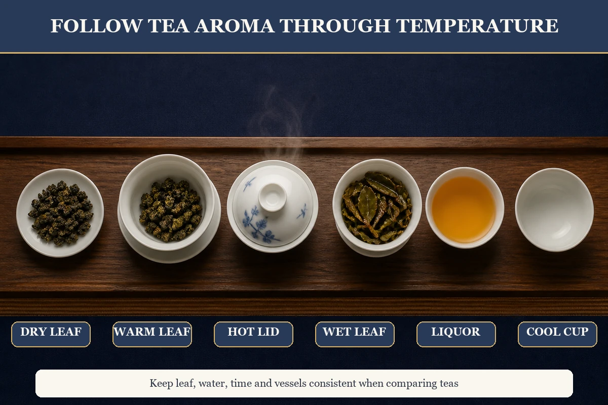 how to smell tea through dry leaf hot lid infused leaf and cooling cup