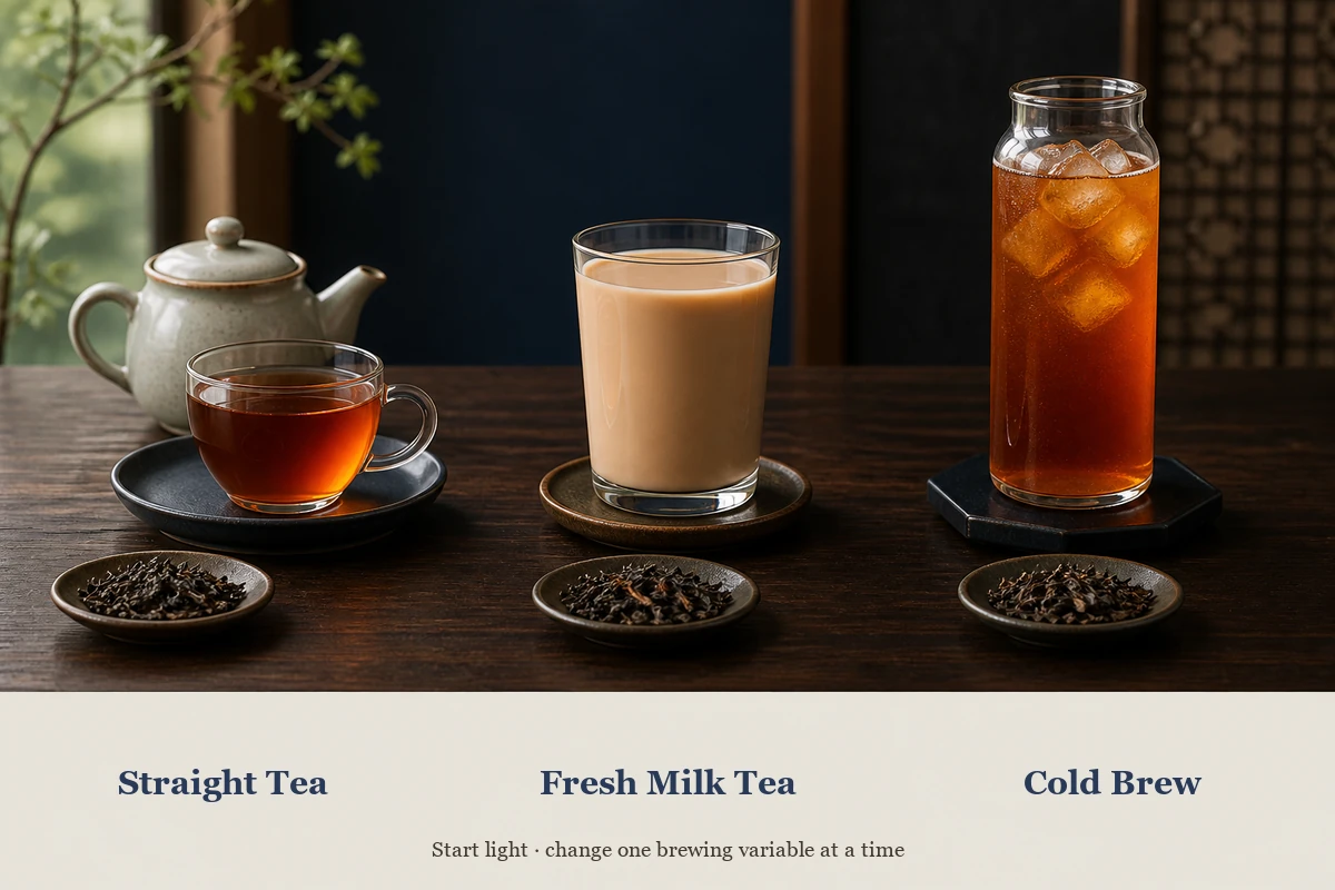 TTES No. 8 hot brew milk tea and cold brew methods