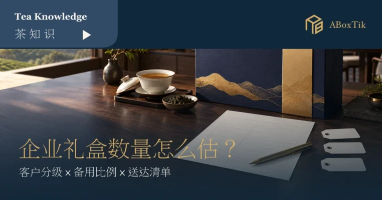 企业送礼规划桌上的茶礼盒、收礼名单与茶杯