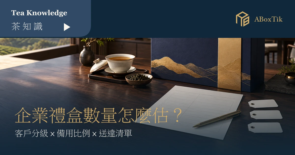企業送禮規劃桌上的茶禮盒、收禮名單與茶杯