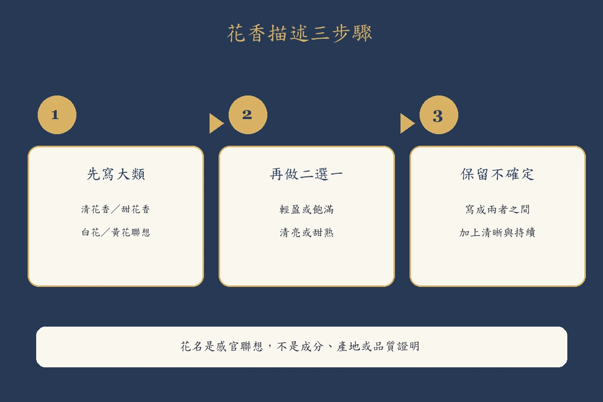 從花香大類到二選一與保留區間的記錄步驟