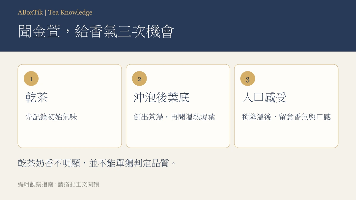 金萱烏龍茶:台茶12號金萱只有奶香嗎?品種與泡法 - ABoxTik 一盒精品 2 台茶12號金萱的乾茶、沖泡後葉底與入口感受觀察圖
