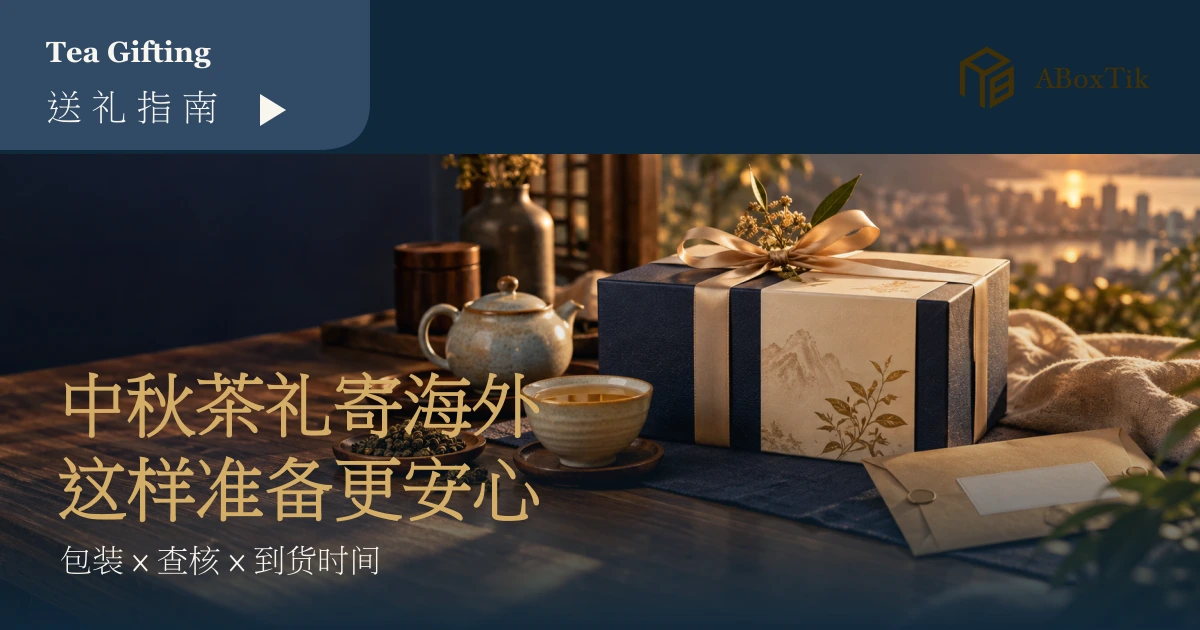 准备装入运输外箱的中秋茶礼盒、密封茶包与茶杯