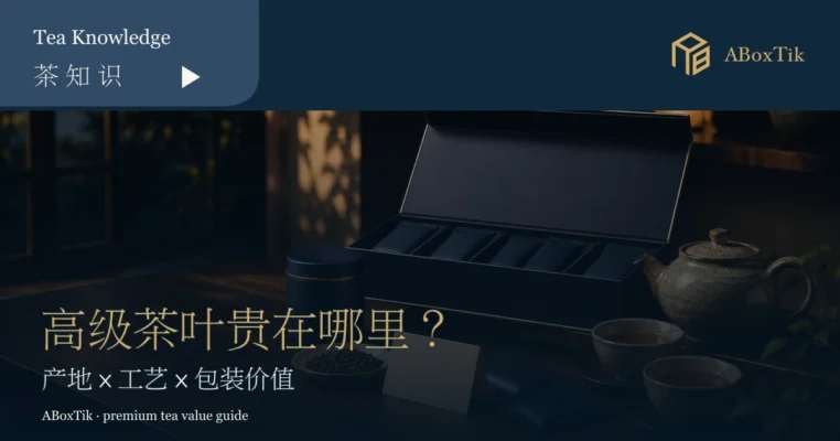 高级茶叶价格指南首图，以台湾茶席与精品包装呈现产地、工艺与包装