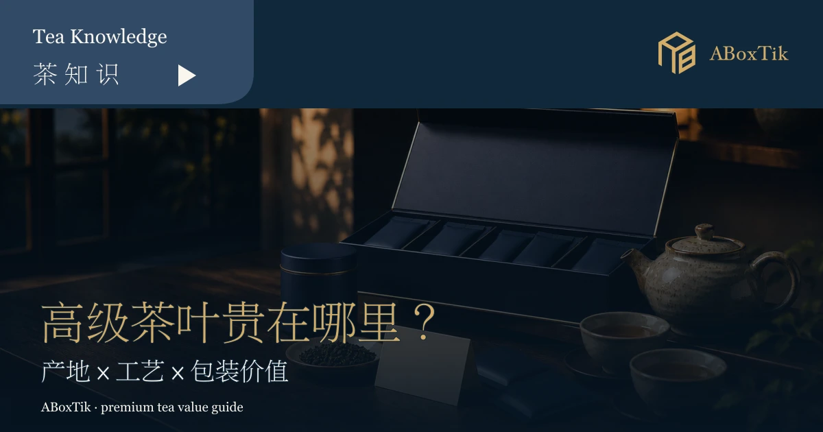 高级茶叶价格指南首图，以台湾茶席与精品包装呈现产地、工艺与包装