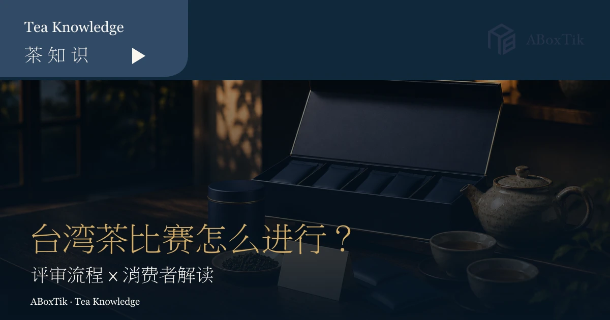 台湾茶比赛评审指南首图，呈现茶席、品评杯与流程解读