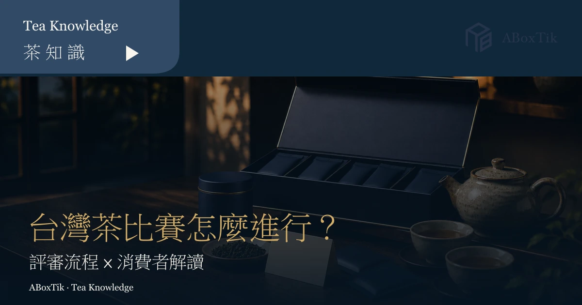 台灣茶比賽評審指南首圖，呈現茶席、品評杯與流程解讀