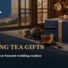 Taiwanese tea gifts and a blank note on a wedding table