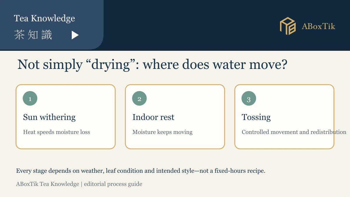 Three-part guide to sun withering, indoor rest and controlled tossing