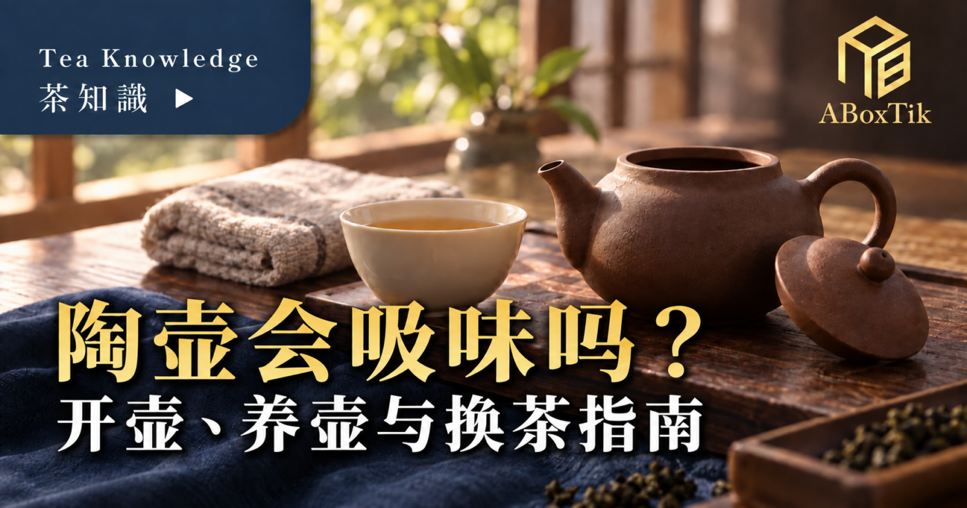 陶壶吸味与日常照顾茶席：无釉陶壶、分开放置的壶盖与茶杯
