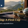 Dong Ding oolong tea set on a warm wooden table