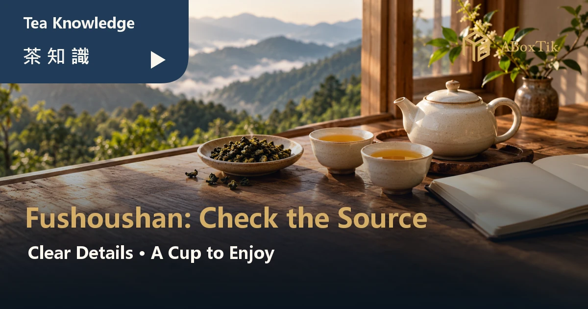 Warm tea setting with two cups and a blank notebook for a Fushoushan tea source and tasting guide