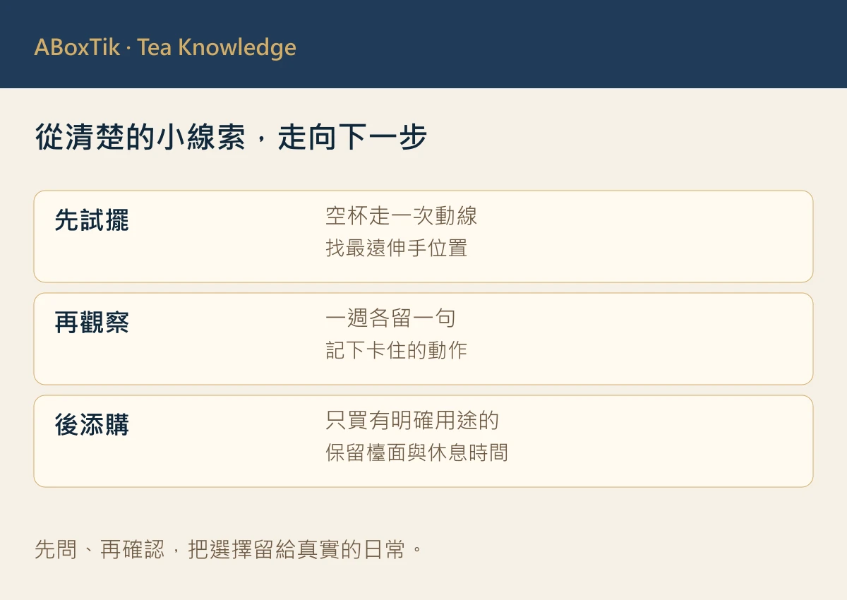 居家茶吧添購前比較卡：動線、清理與日常茶款