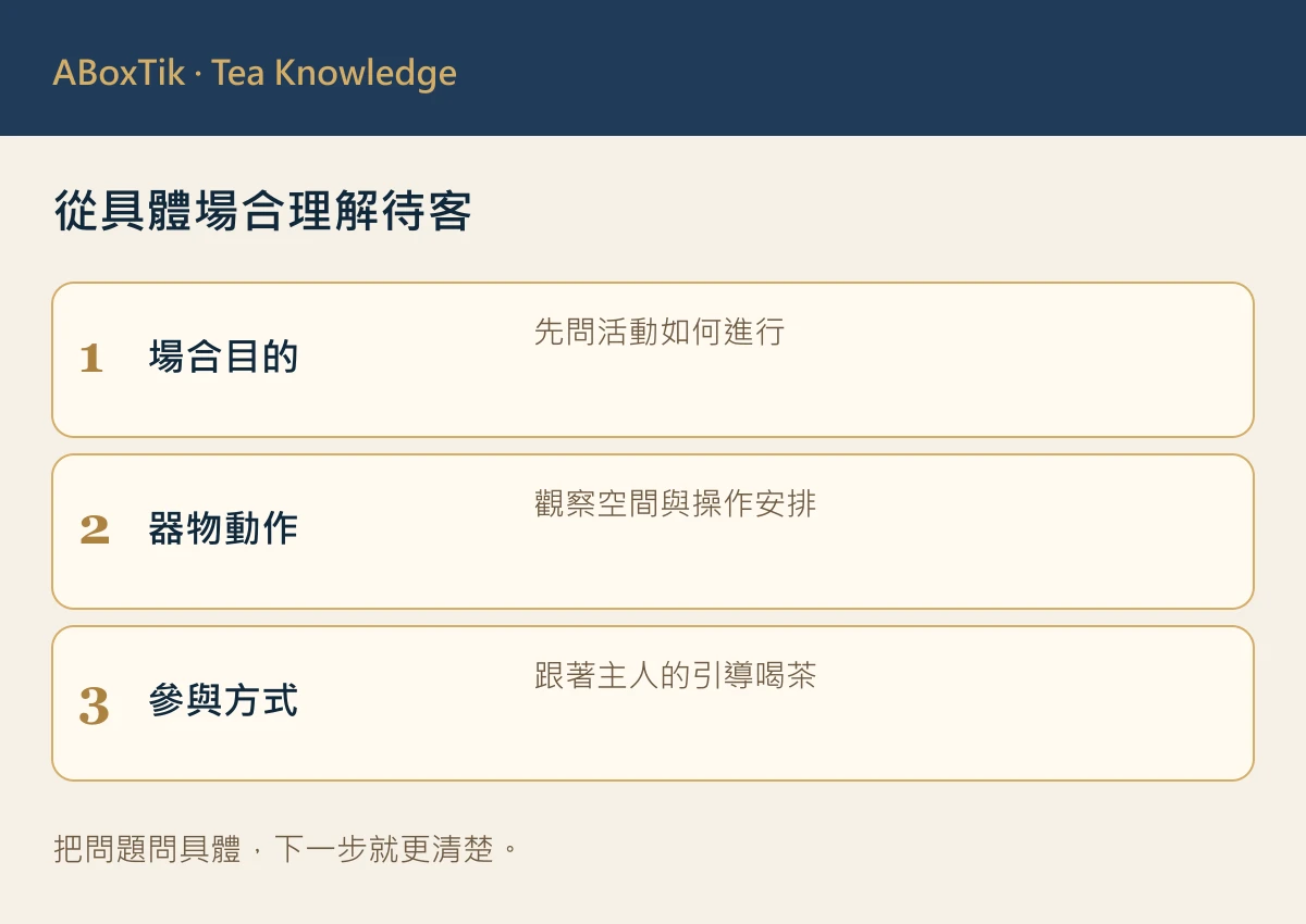 日本茶道和台灣茶席差在哪?美學與目的比較 - ABoxTik 一盒精品 2 從具體場合理解待客: 場合目的, 器物動作, 參與方式