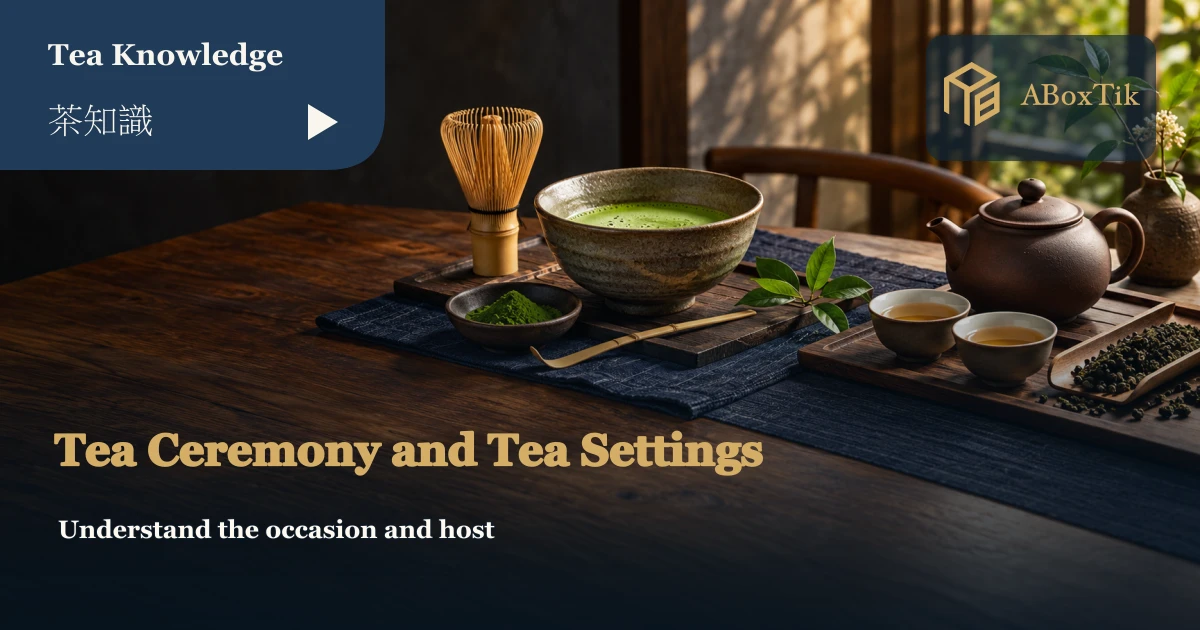 A matcha bowl and whisk beside Taiwanese tea brewing utensils