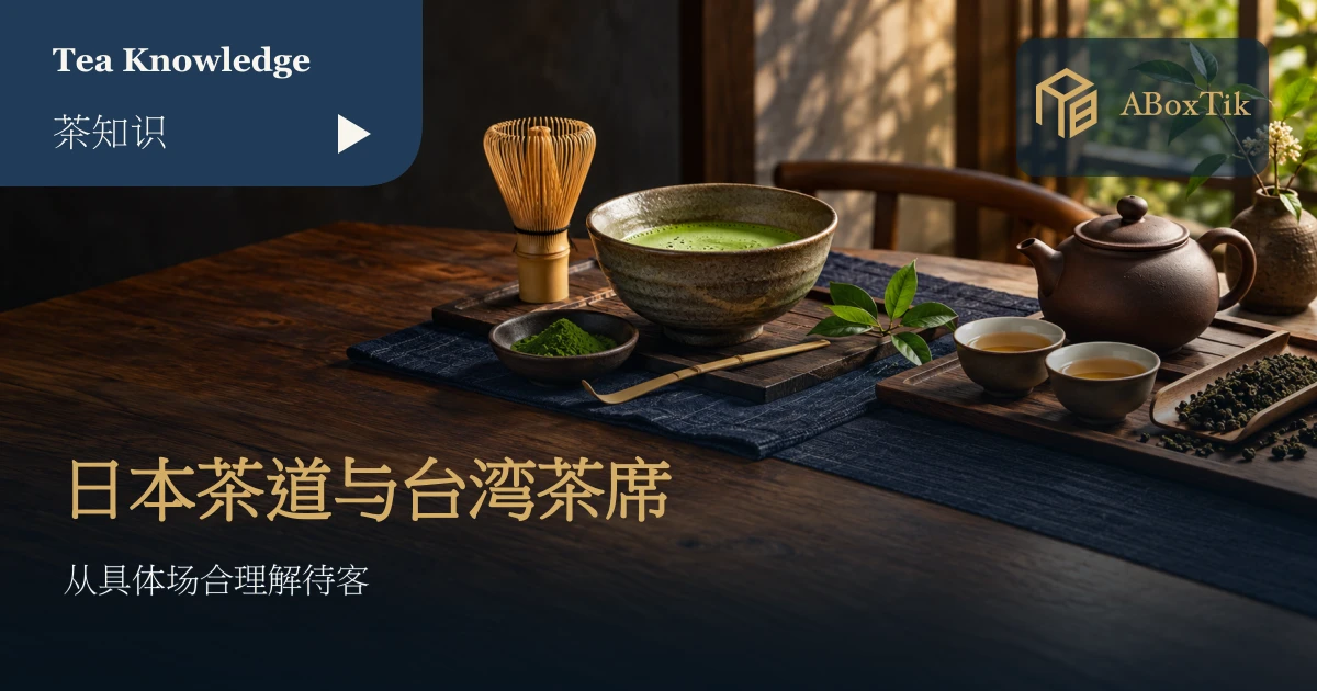 抹茶碗、茶筅与台湾泡茶器物并列的茶席