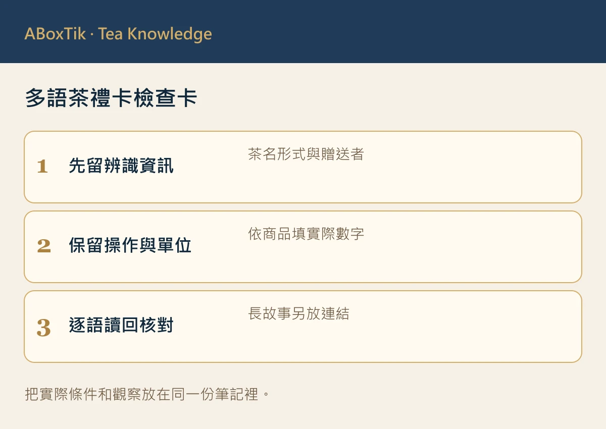多語茶禮卡檢查卡