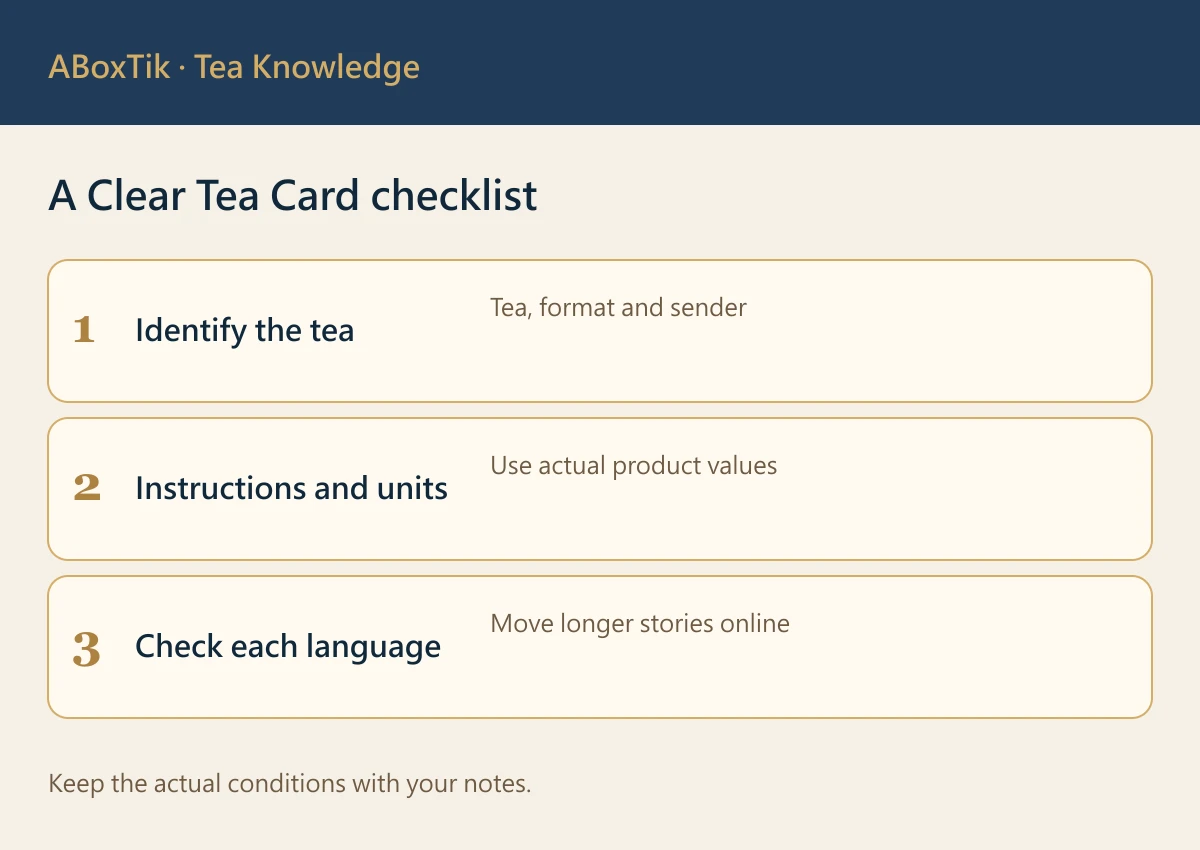 A Clear Tea Card checklist