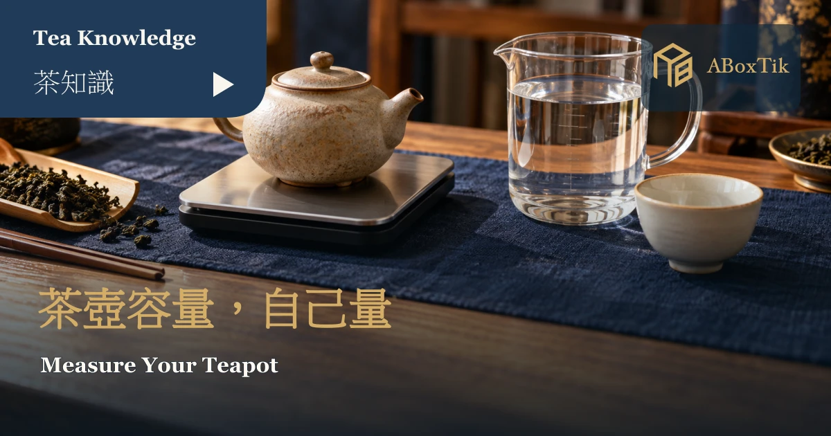 放在電子秤上的茶壺、量水壺與接水杯