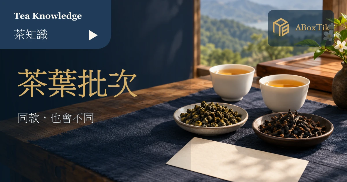 兩批乾茶、相同白杯與空白比較卡的茶席情境