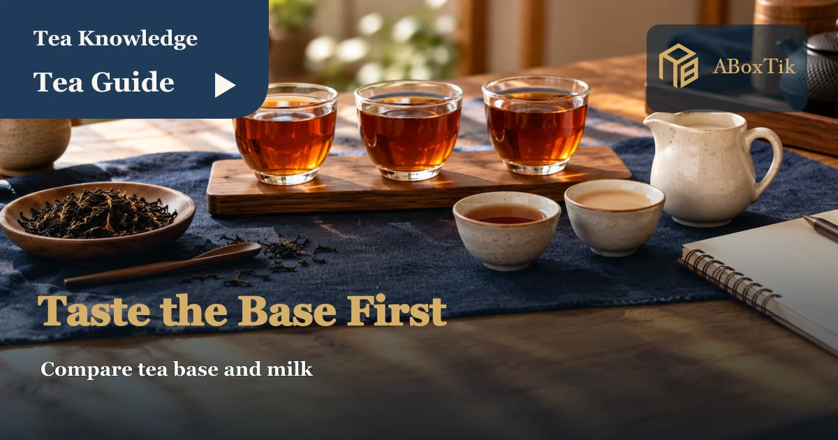 Black Tea for Milk Tea: Check the Base Before Adding More - ABoxTik 一盒精品 1 Black tea, a milk jug and small comparison cups