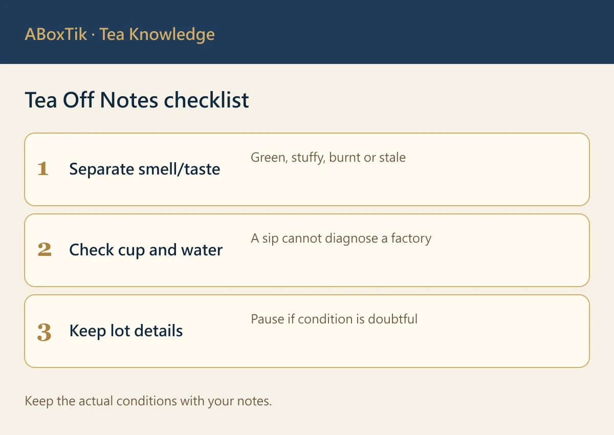 Tea Off Notes checklist