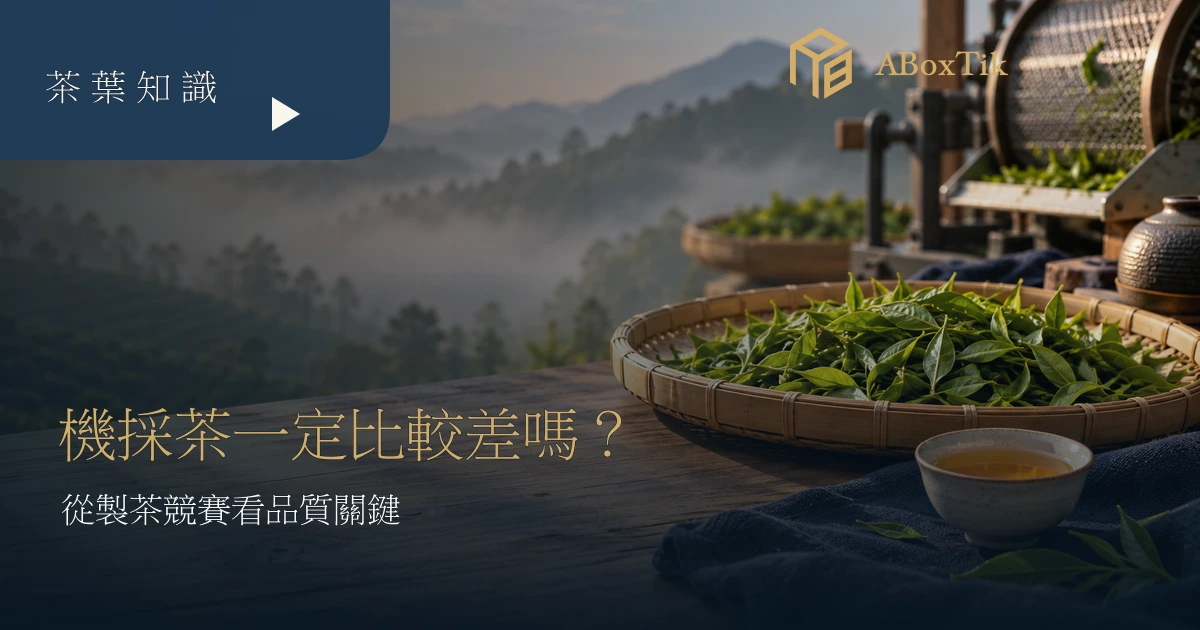 機採茶一定比較差嗎?從2026製茶競賽看品質與智慧轉型 - ABoxTik 一盒精品 1 整齊茶菁、茶杯與製茶設備構成的台灣茶製作情境