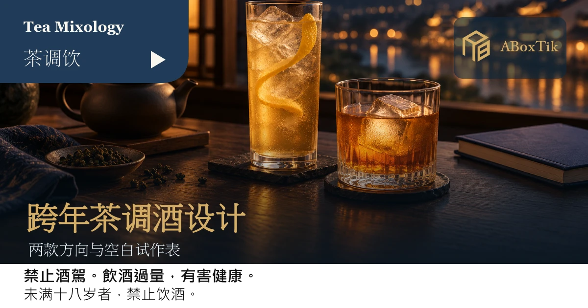 跨年茶调酒设计情境：柑橘气泡风格高杯与焙香短饮风格矮杯