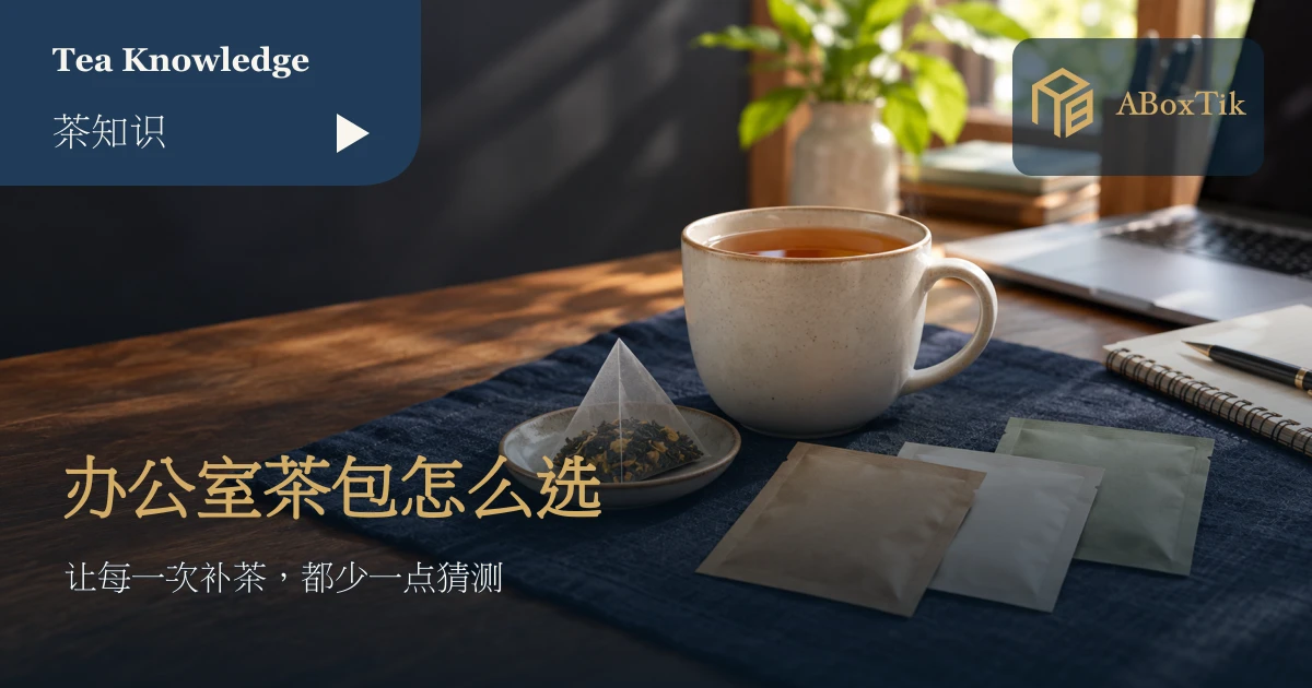办公桌上的马克杯、取出茶包与素色小包装