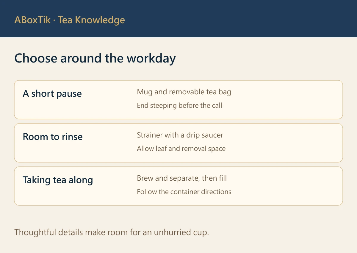 Brew tea, remove leaves, then fill a flask