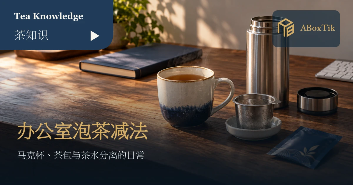 办公室泡茶的马克杯滤网茶包与保温瓶
