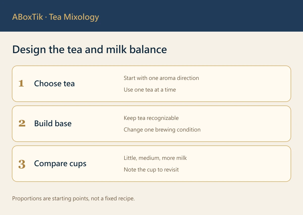 Oolong tea latte design guide for tea concentration and milk proportion