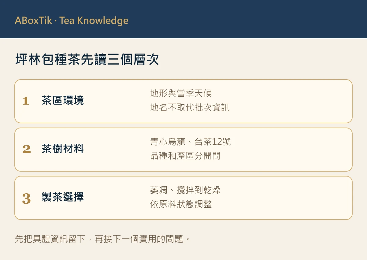 坪林包種茶在暖濕山谷茶園與條索茶樣旁的品飲記錄