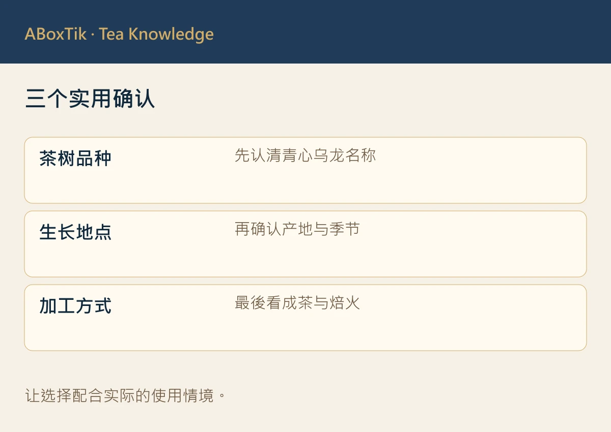 品种、产地季节及成茶焙火的三项实用确认