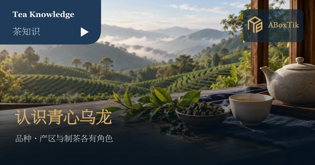 青心乌龙：鲜嫩茶枝、乌龙茶与瓷杯
