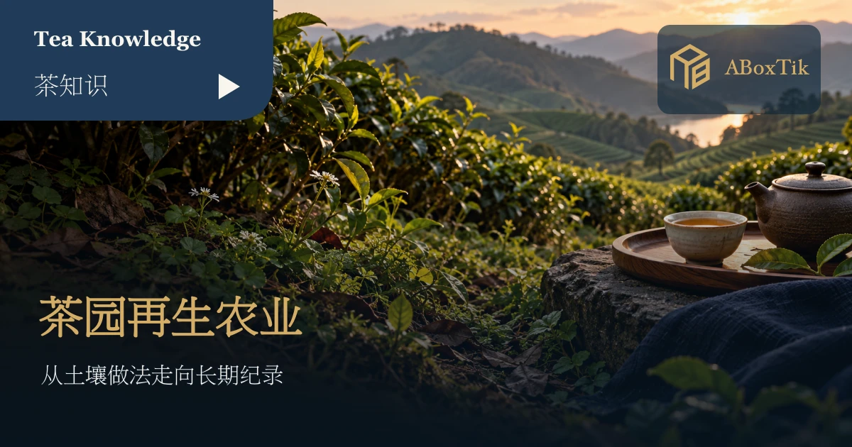 茶树间的地表植物与远方山坡