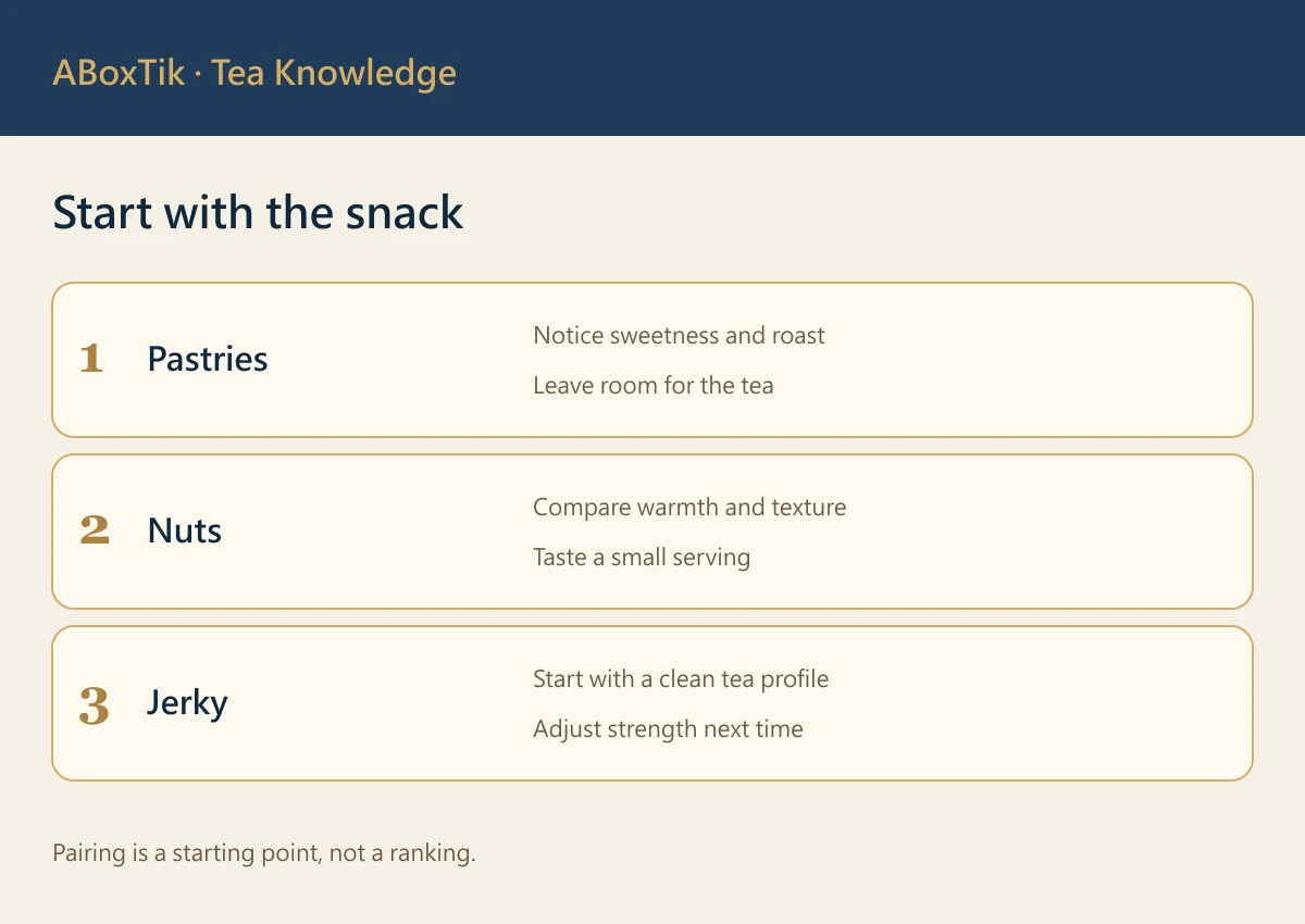 Taiwanese tea pairing map for pastries, nuts and jerky