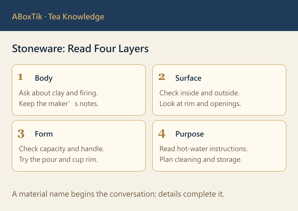Four layers for reading stoneware: body, surface, form and purpose