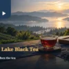 Black tea on a wooden table overlooking Sun Moon Lake
