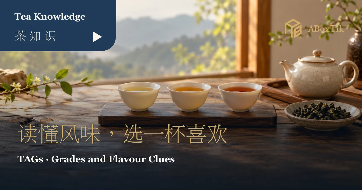 窗边木桌上三杯不同茶汤色泽的茶与茶壶，呈现从容品茶情境