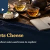 Taiwan tea and cheese pairing with small cups, cheese portions and a blank tasting notebook