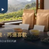 三款素色茶袋、乾茶與茶杯放在木桌上，旁有空白筆記卡