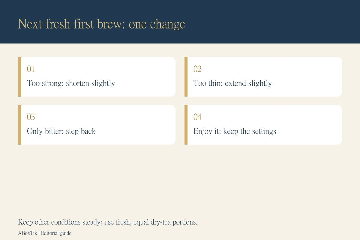 Taiwanese tea steeping time adjustment card: shorten strong tea, extend thin tea, step back from bitterness and keep a favourite setting