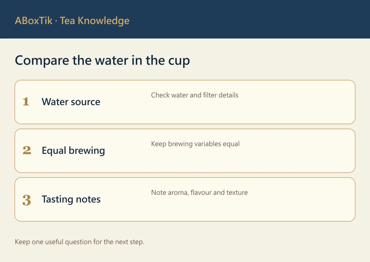 Water for Brewing Tea: Tap, Filtered or Mineral? - ABoxTik 一盒精品 2 Water for brewing tea comparison: water source, consistent brewing and blind tasting notes